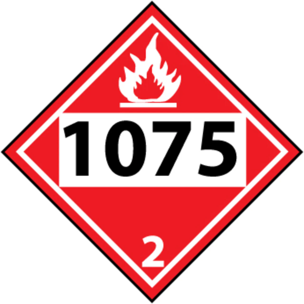 National Marker DL42BP Adhesive Vinyl DOT Placard, Hazard Class 3 - 1075 (Liquefied Petroleum Gas), 10 3/4in x 10 3/4in
