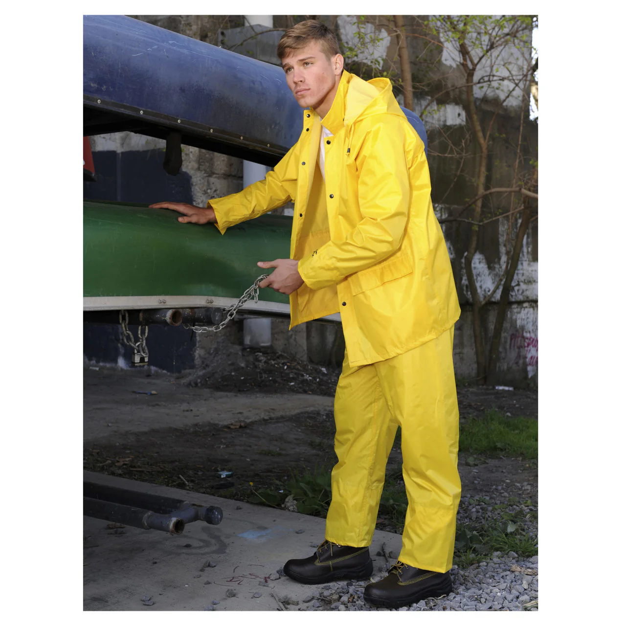 Custom Leather Craft 3 Piece Yellow Polyester Rain Suit R102 - Image 2