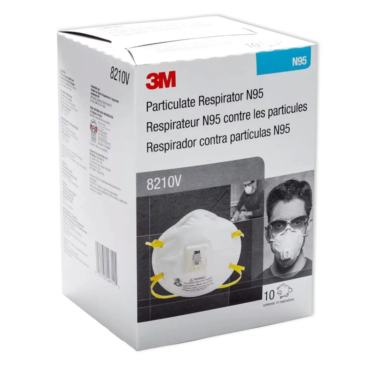3M N95 Particulate Respirator USA Made, 8210V, White - Image 2