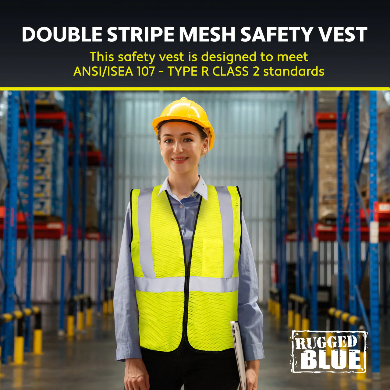 Rugged Blue Type R Class 2 Hi-Vis Economy Mesh Safety Vest - Image 7