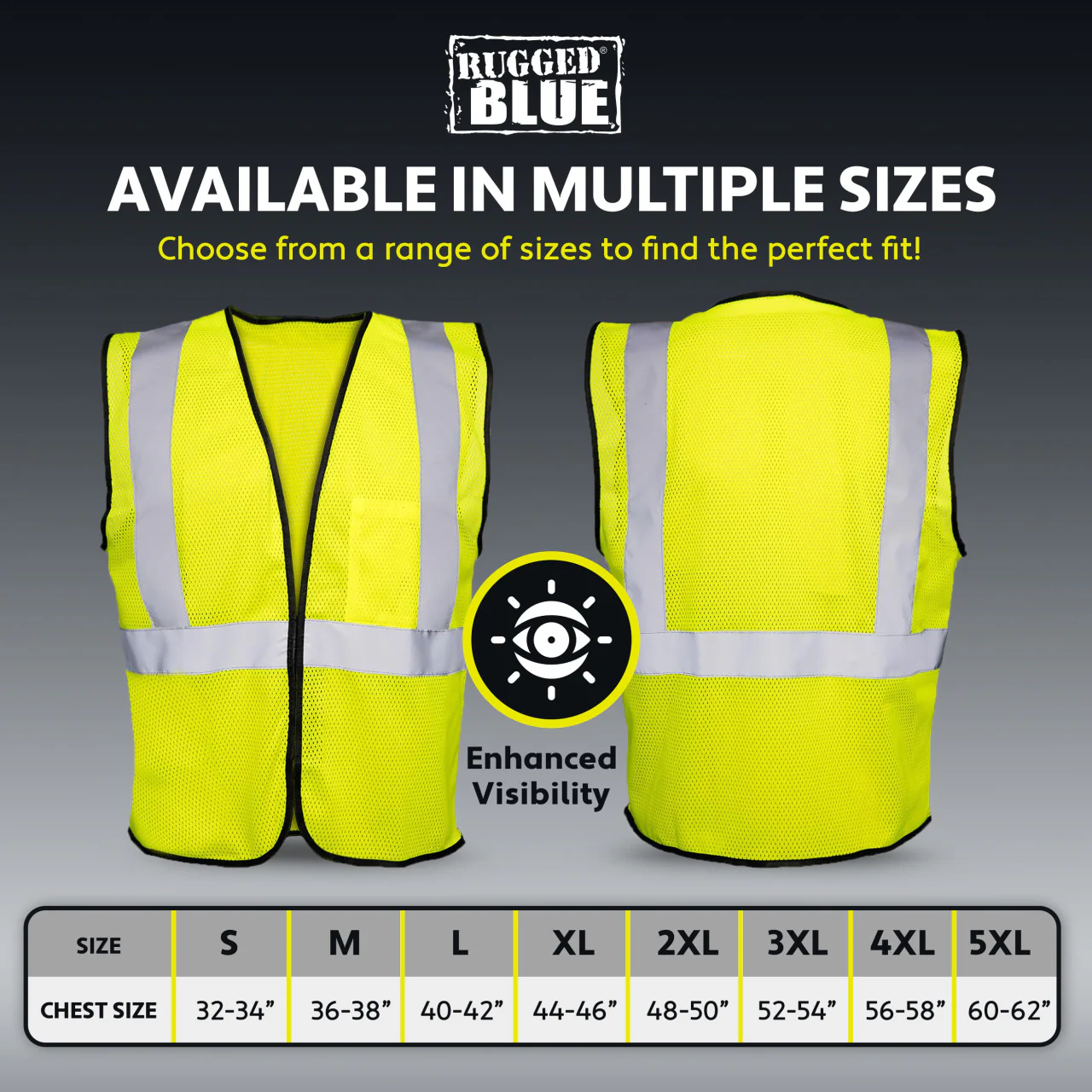Rugged Blue Type R Class 2 Hi-Vis Economy Mesh Safety Vest - Image 9