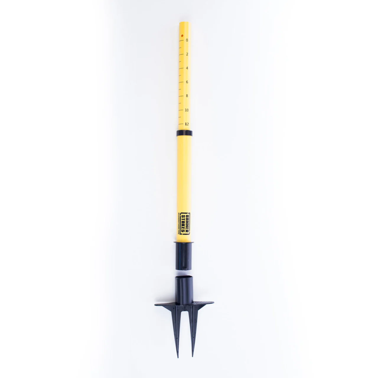 Banner Stakes 24-42" Plastic Barrier Stanchion Posts with Removeable Soft-Ground Stakes, Yellow; Pack of 5 - PL4019