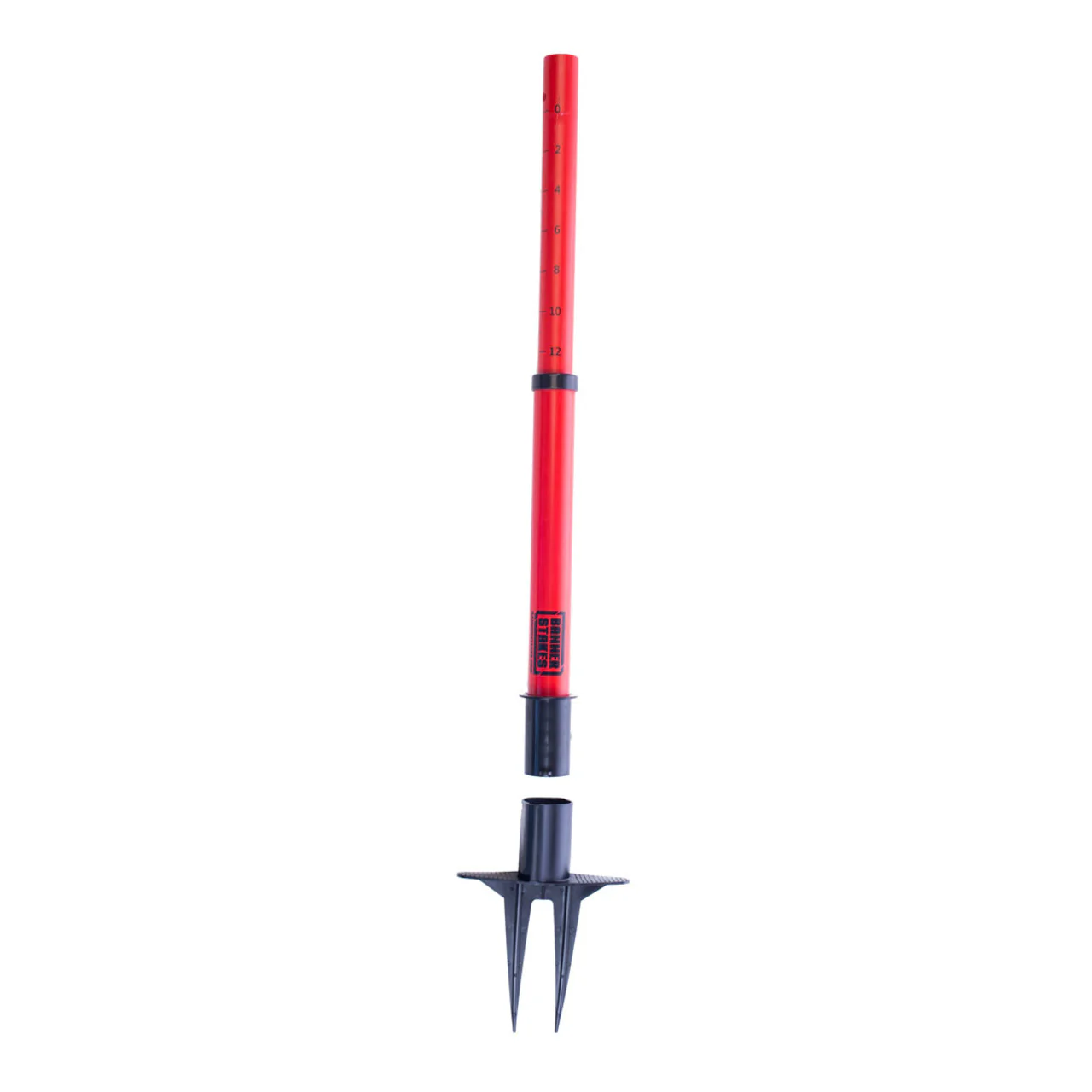 Banner Stakes 24-42" Plastic Barrier Stanchion Posts with Removeable Soft-Ground Stakes, Red; Pack of 5 - PL4023
