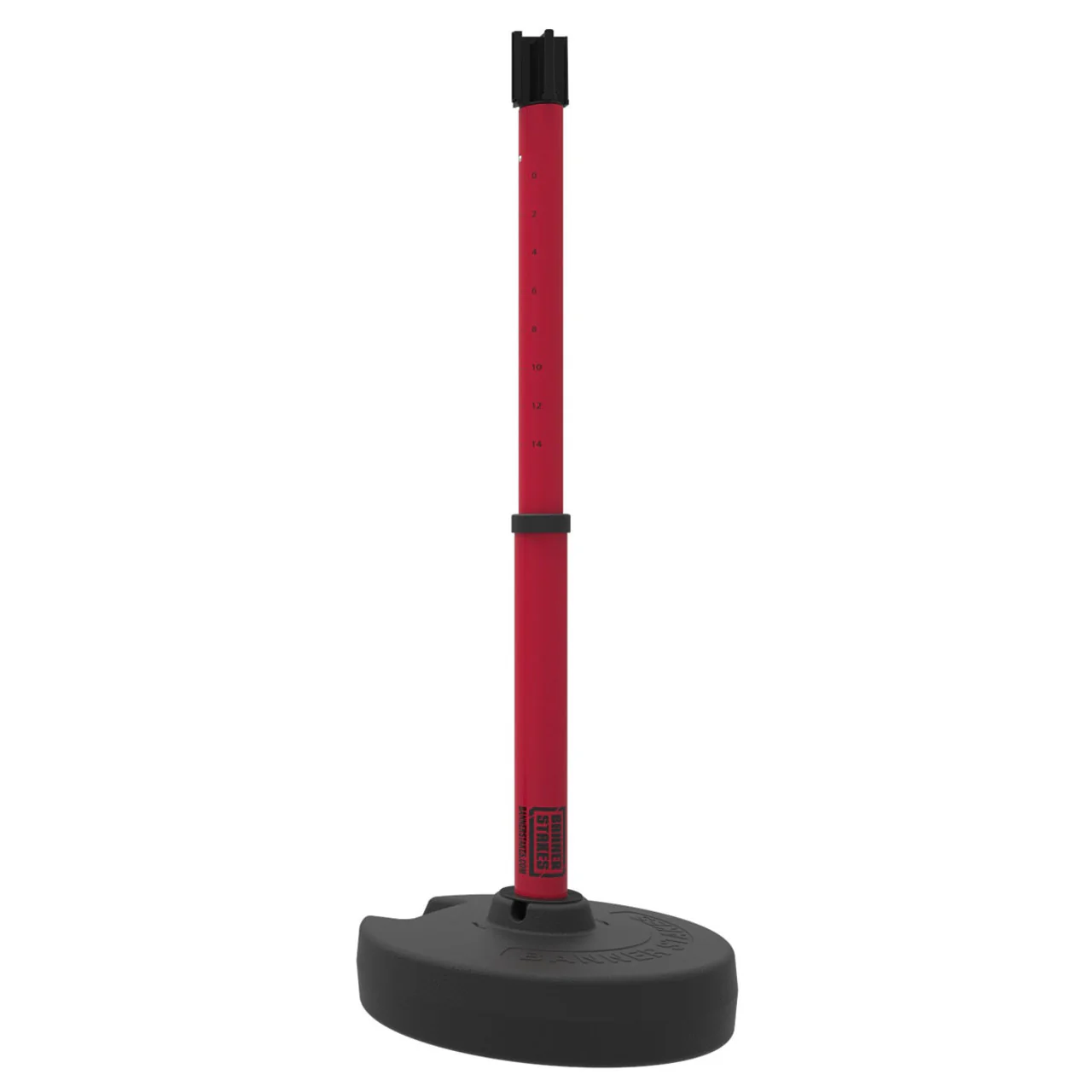 Banner Stakes Stanchion Set with 1 Stand-Alone Base, 4-Way Receiver Head and Post; Red - PL4118