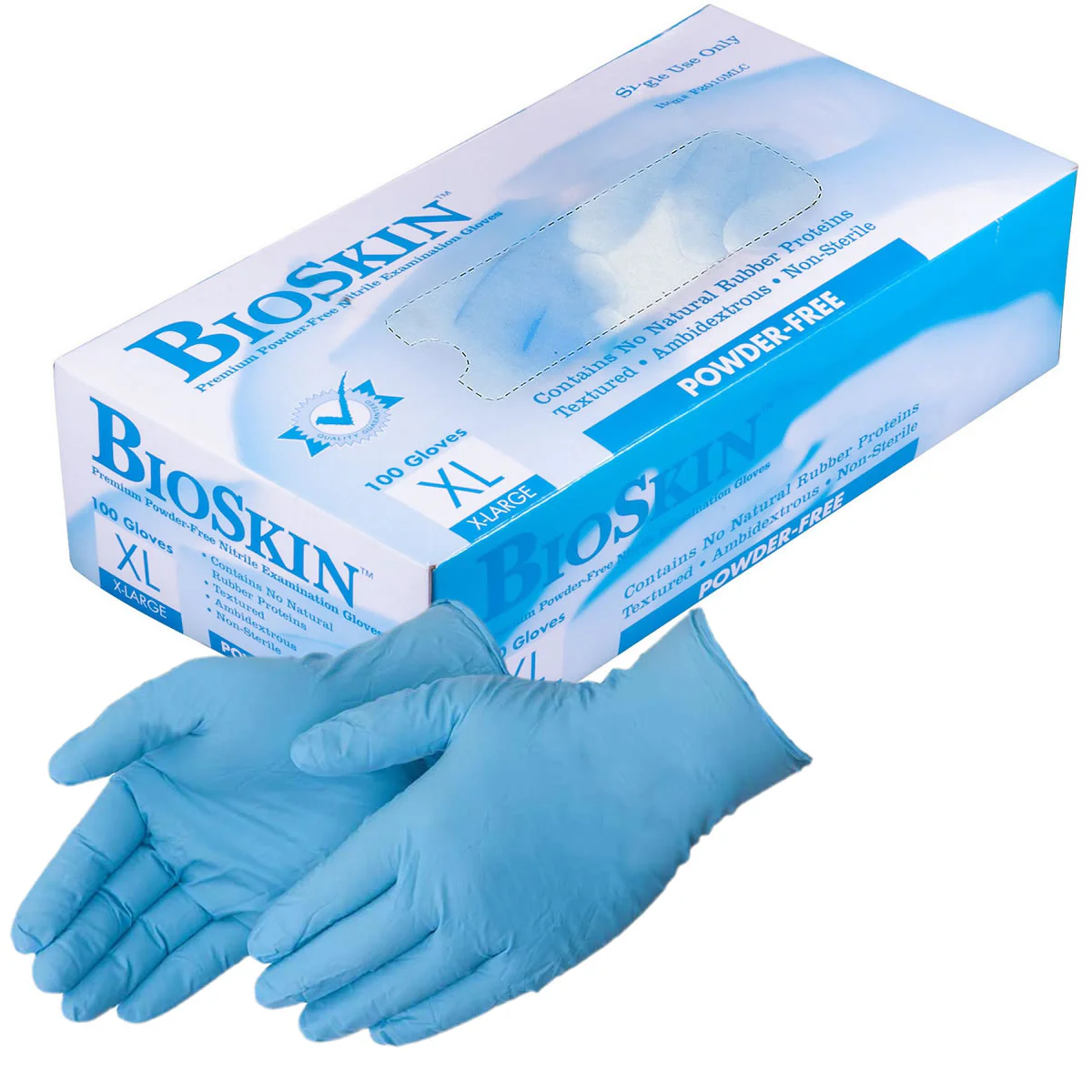 BioSkin Exam Grade Nitrile Disposable Gloves, Blue, 4 mil, Box 100 - Image 3