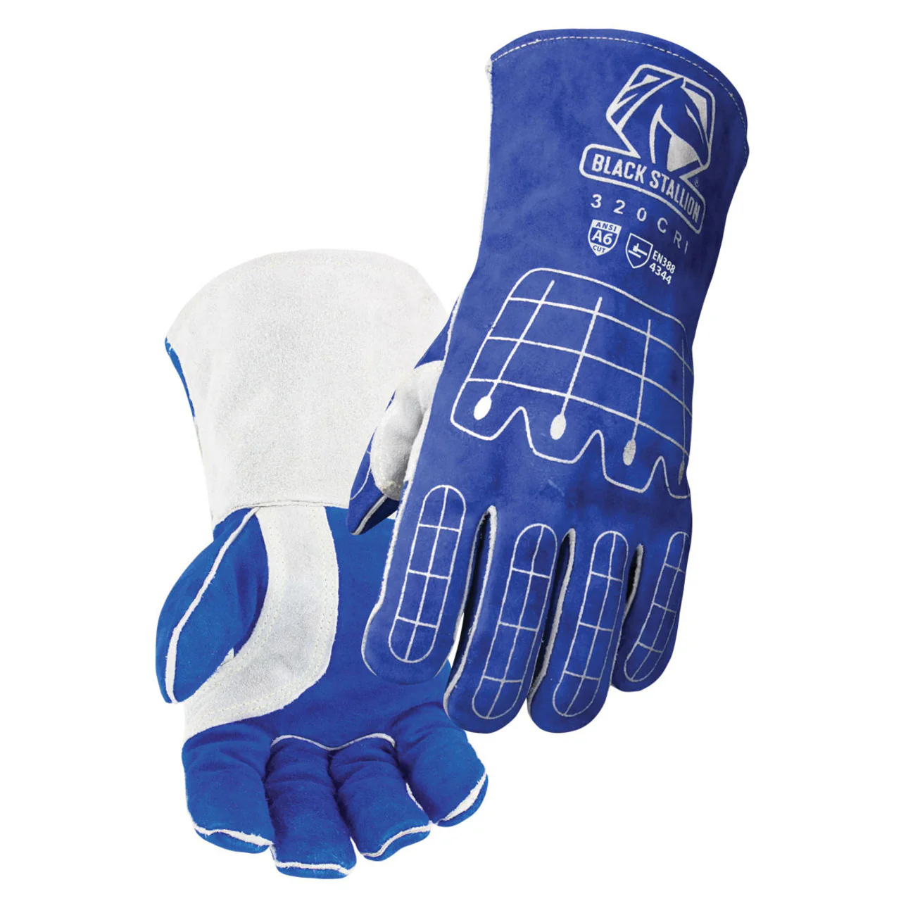 Black Stallion 320CRI A6 Cut Impact Resistant Cowhide STICK Welding Gloves, Blue - Image 3