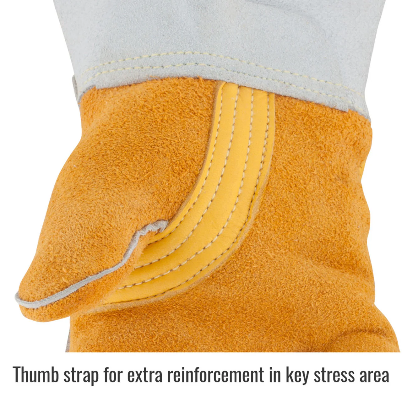 Black Stallion 850 Premium Grain Elkskin Stick Welding Gloves with Nomex Lined Back, Yellow - Image 3