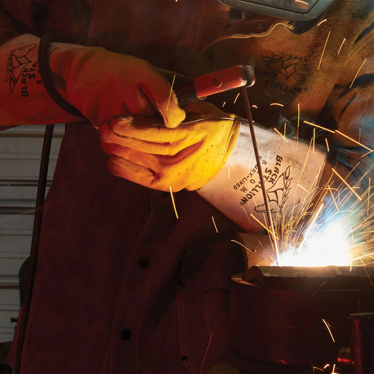 Black Stallion 850 Premium Grain Elkskin Stick Welding Gloves with Nomex Lined Back, Yellow - Image 4