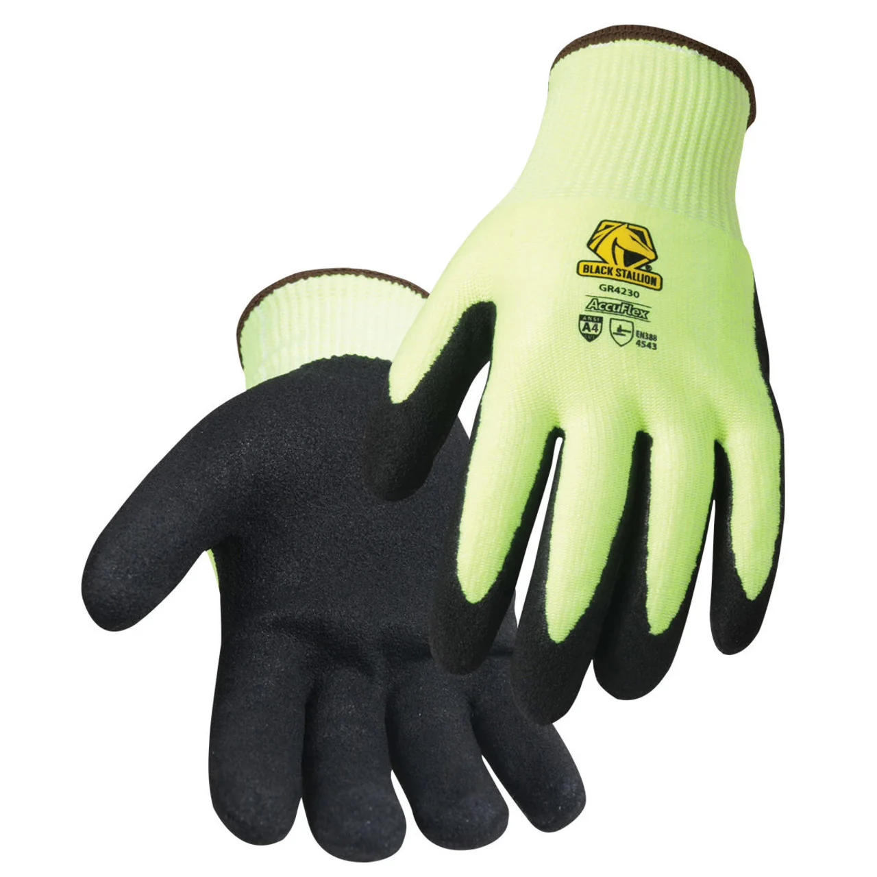 Black Stallion GR4230 AccuFlex High-Vis A4 Cut Sandy Nitrile Coated Gloves - Single Pair - Image 2