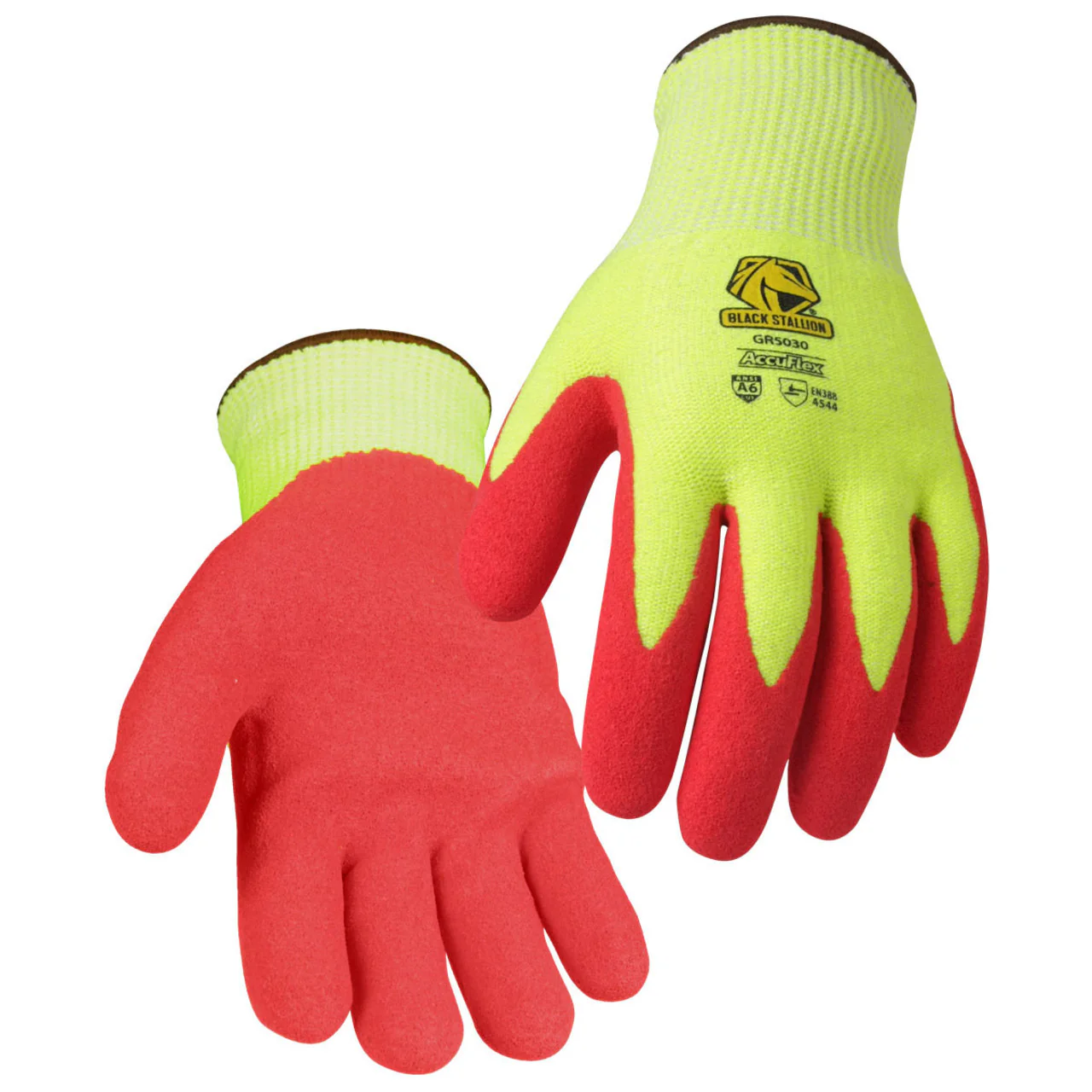 Black Stallion GR5030 AccuFlex Hi-Vis A6 Cut Sandy Nitrile Coated Gloves, Hi-Vis Green/Red - Image 7