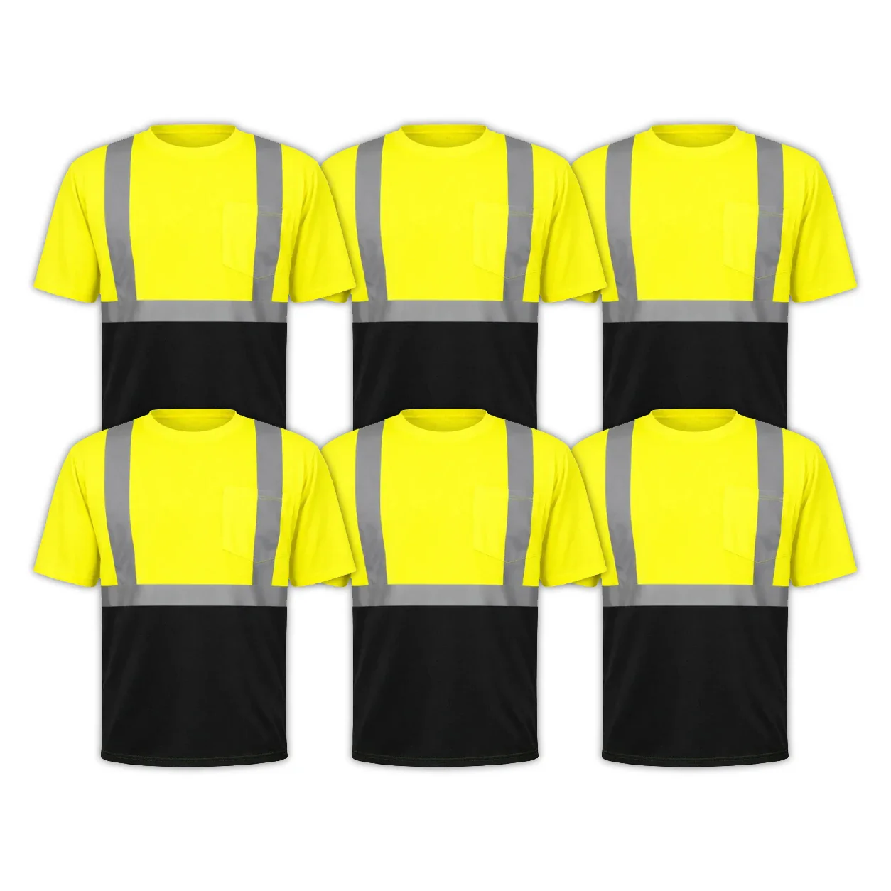 Bundle: 6-Pack Rugged Blue Class 2 Hi-Vis Black Bottom Short Sleeve T-Shirt - Image 2