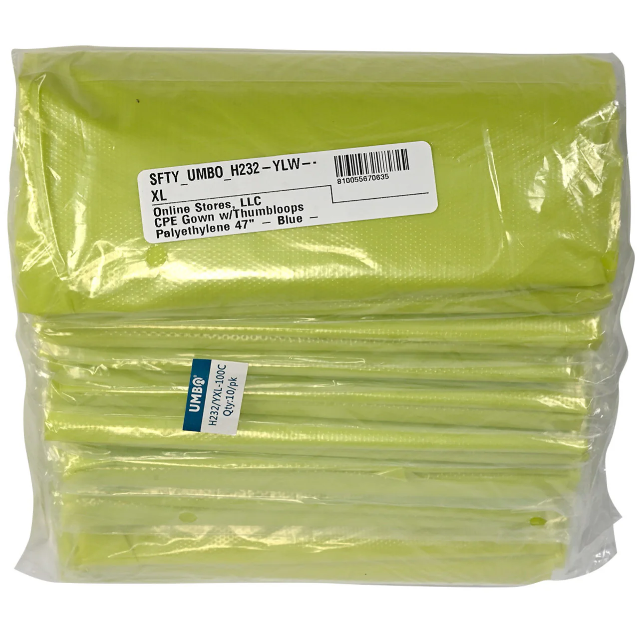UMBO 47" Polyethylene CPE Gown with Thumb Loops - H232 - Pack of 10 - Image 15