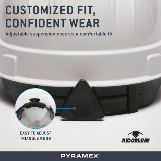 Pyramex Ridgeline Cap Style Hard Hat 4-Point Ratchet Suspension - Image 4