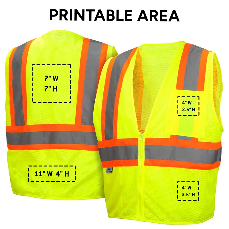 Custom Pyramex RVZ22 Type R Class 2 Hi-Vis Contrasting Trim Mesh Safety Vest - Image 2