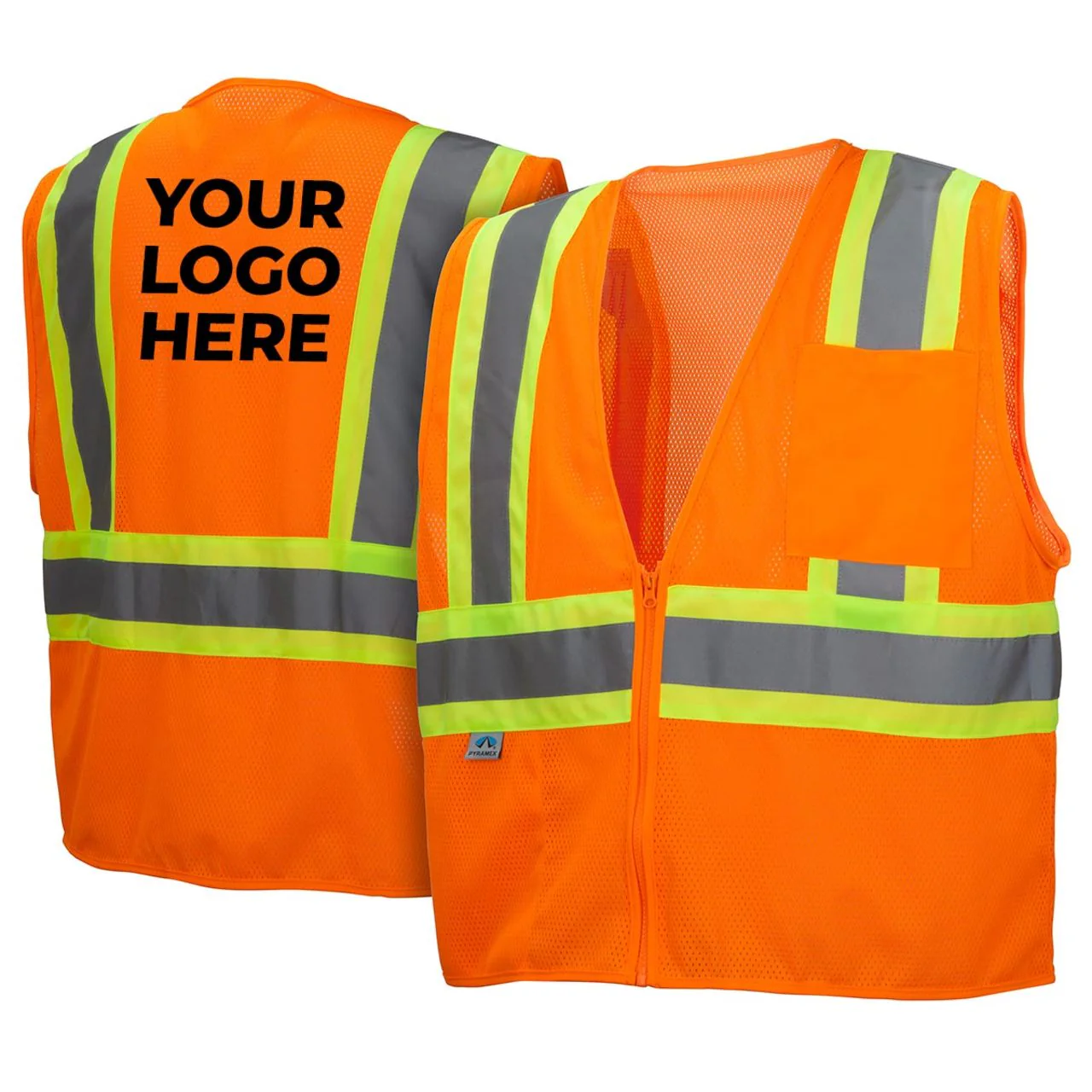 Custom Pyramex RVZ22 Type R Class 2 Hi-Vis Contrasting Trim Mesh Safety Vest - Image 3