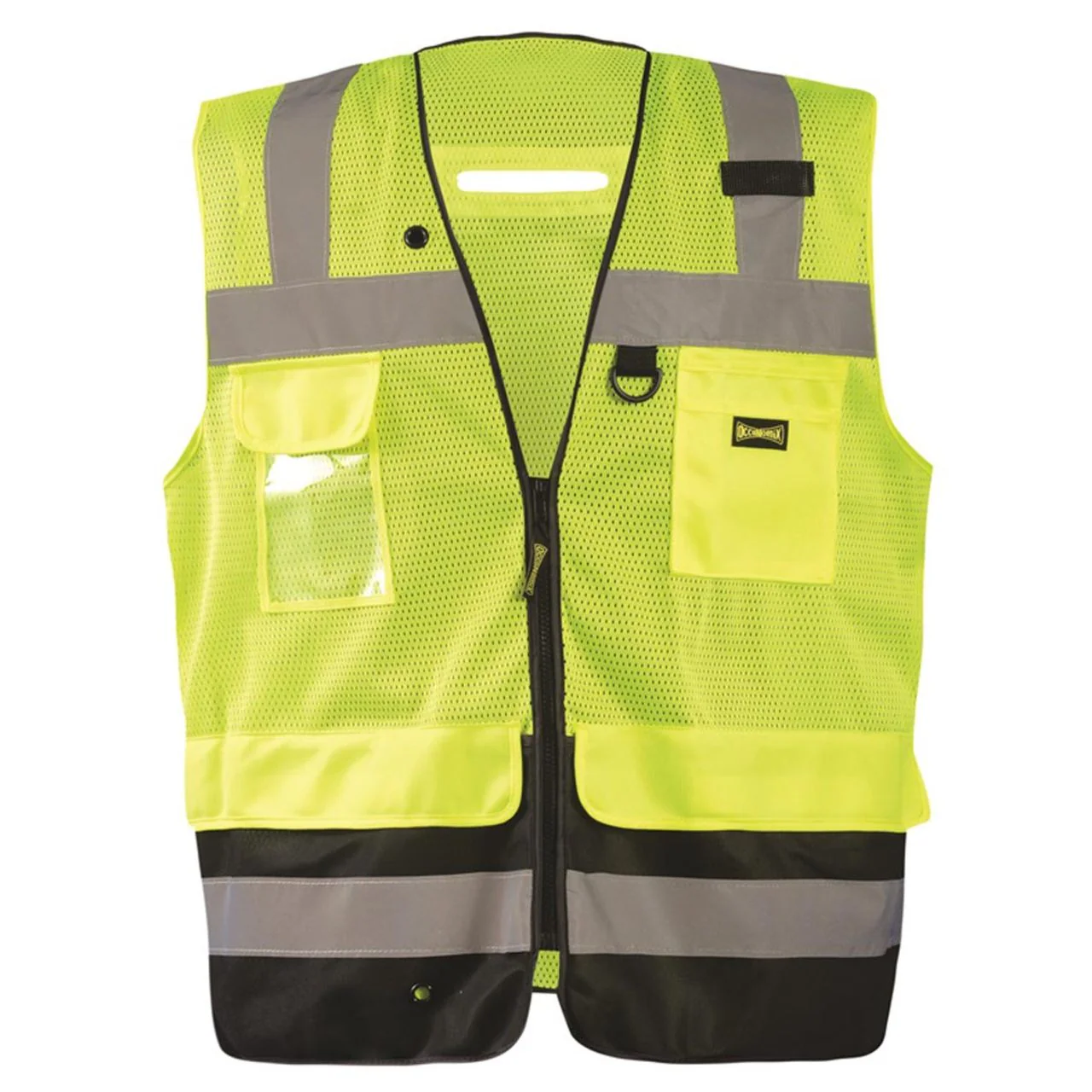Custom OccuNomix Type R Class 2 Hi-Vis Black Bottom Surveyor Safety Vest, LUX-LTGCSBK