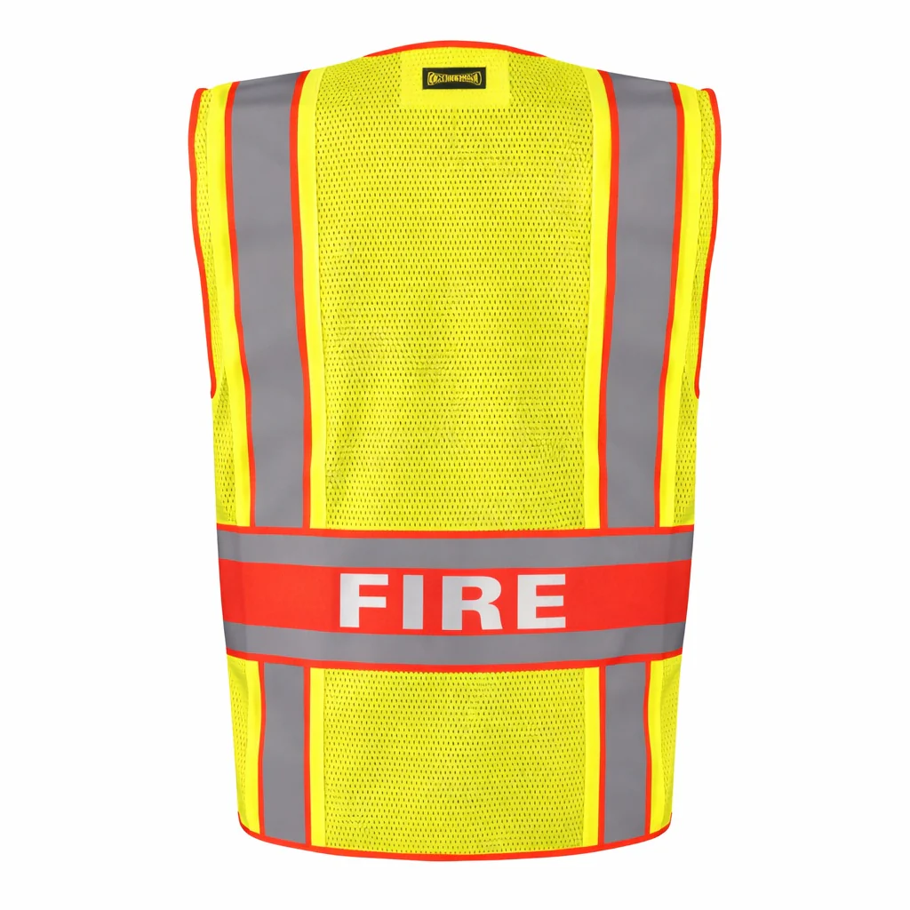 Custom OccuNomix Type P Class 2 Hi-Vis Fire Mesh Back Public Safety Vest, LUX-DPSF-DOR - Image 3