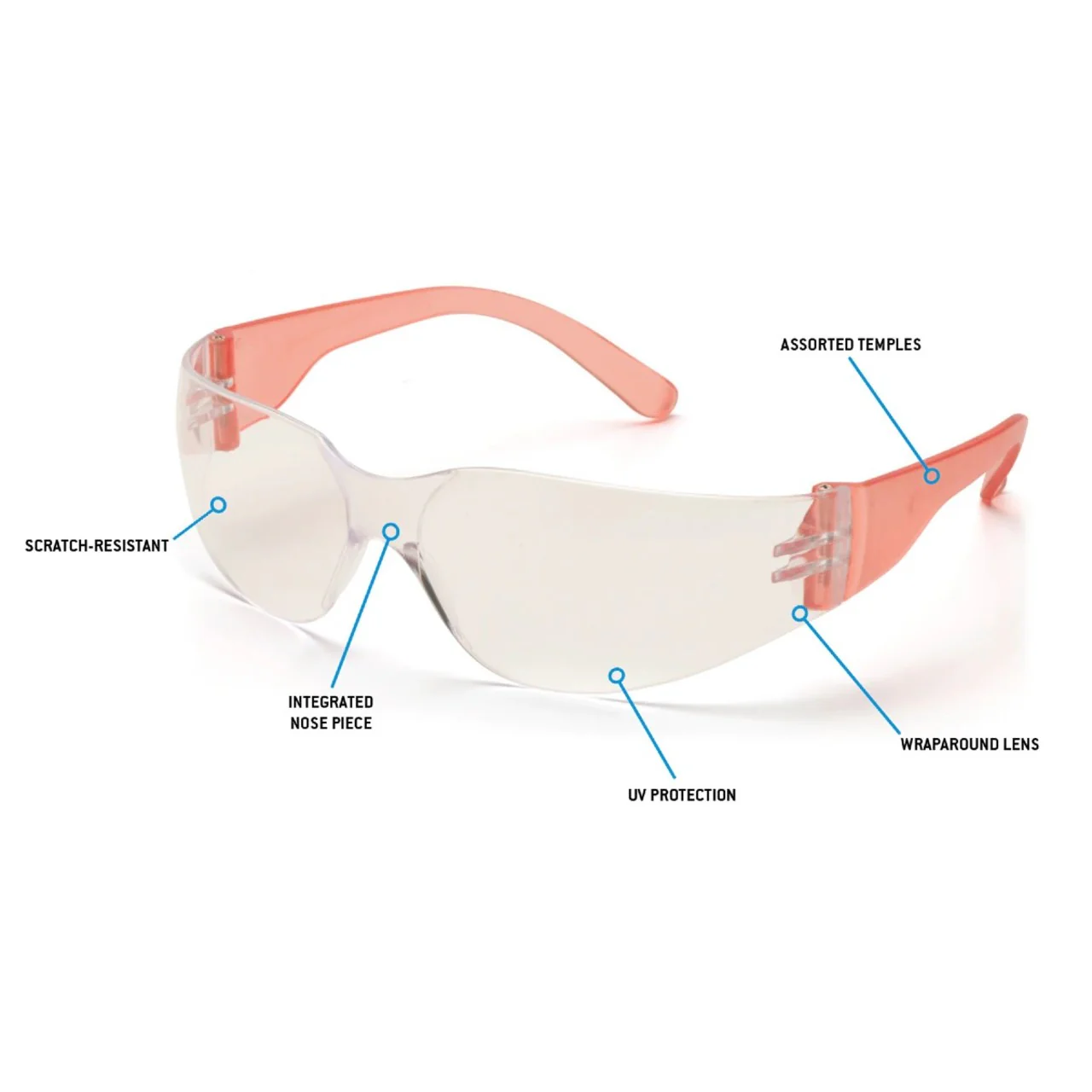 Custom Pyramex Mini Intruder Safety Glasses, Clear Lens, Multi-color Frames, 12 Pack - Image 3