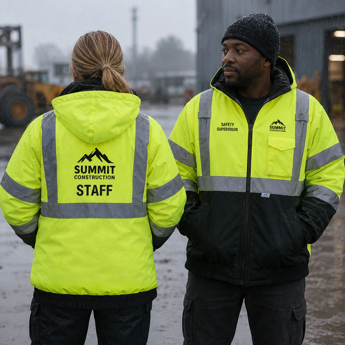 Custom Pyramex RJ32 Type R Class 3 Hi-Vis Waterproof Quilt Lined Jacket, Hi-Vis Lime Green - Image 5