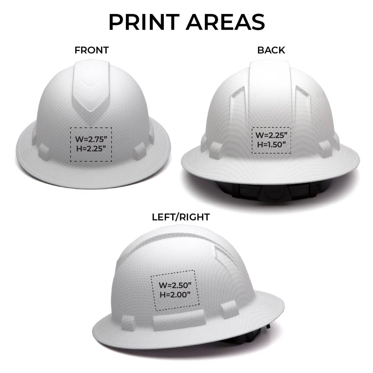 Custom Pyramex Ridgeline HD Glossy Full Brim Hard Hat, 4-Point Ratchet Suspension, 12 Pack - Image 2