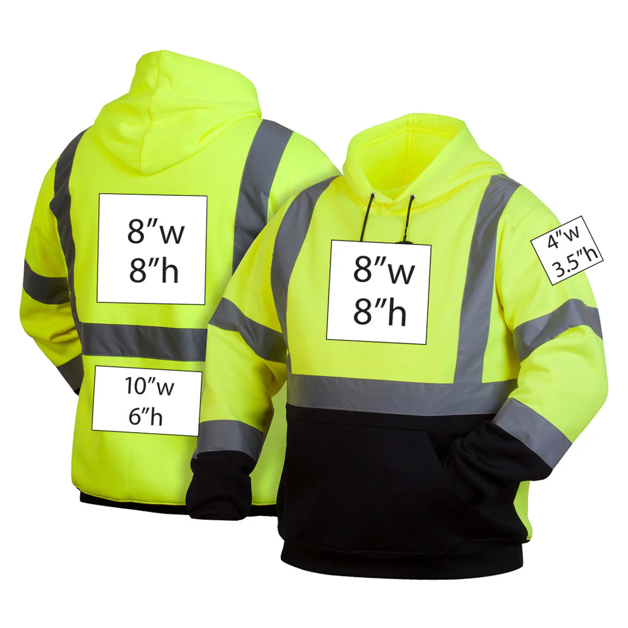 Custom Pyramex RSSH32 Type R Class 3 Hi-Vis Pullover Black Bottom Hooded Sweatshirt - Image 2