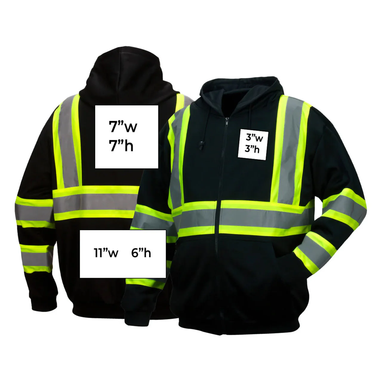Custom Pyramex RSZH34 Type O Class 1 Enhanced Visibility Zip Hooded Sweatshirt - Image 2