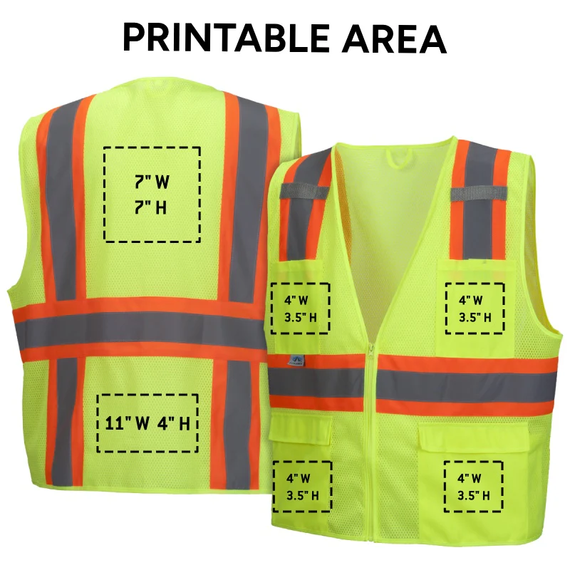 Custom Pyramex RVZ23 Type R Class 2 Two-Tone Mesh Safety Vest - Image 2