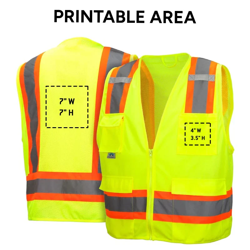 Custom Pyramex RVZ24 Type R Class 2 Hi-Vis Surveyor's Mesh Back Safety Vest - Image 2