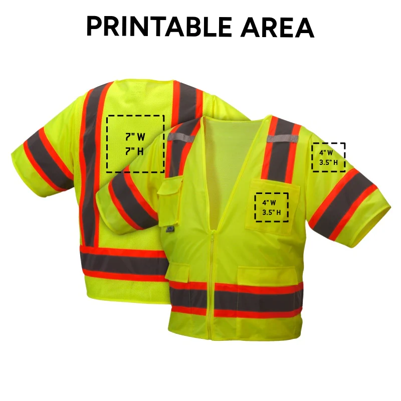 Custom Pyramex Safety RVZ34 Type R Class 3 Hi-Vis Two-Tone Mesh Back Safety Vest - Image 2