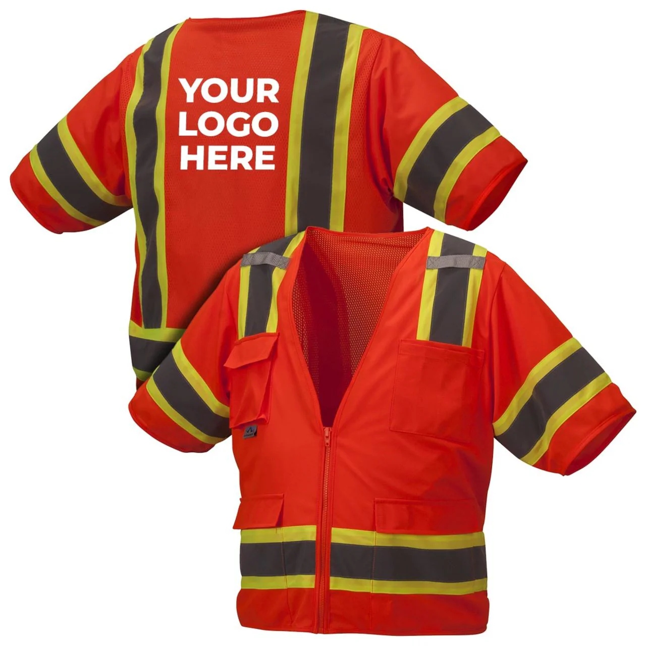 Custom Pyramex Safety RVZ34 Type R Class 3 Hi-Vis Two-Tone Mesh Back Safety Vest - Image 7