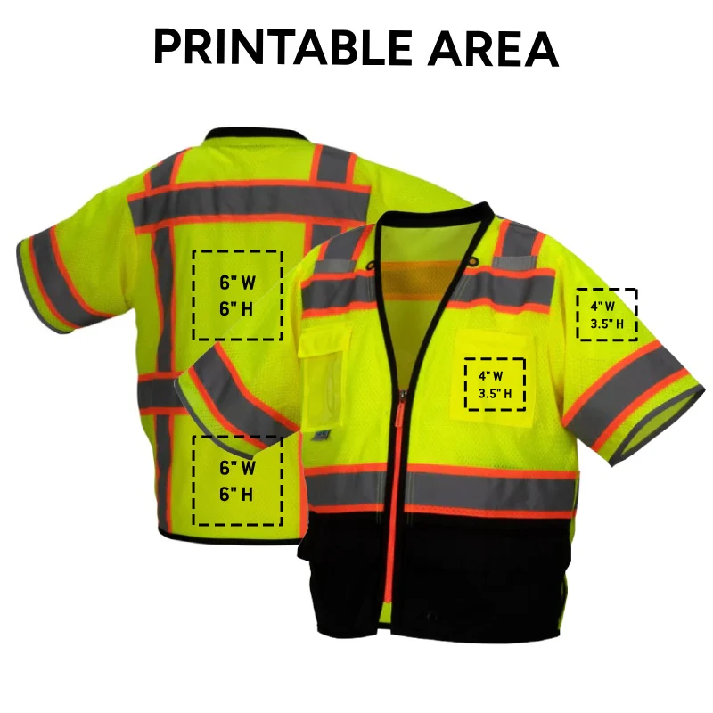Custom Pyramex RVZ37B Type R Class 3 Hi-Vis Black Bottom Safety Vest - Image 2