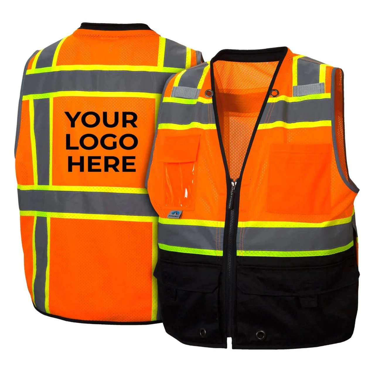 Custom Pyramex RVZ44B Type R Class 2 Hi-Vis Two-Tone Black Bottom Mesh Safety Vest - Image 3