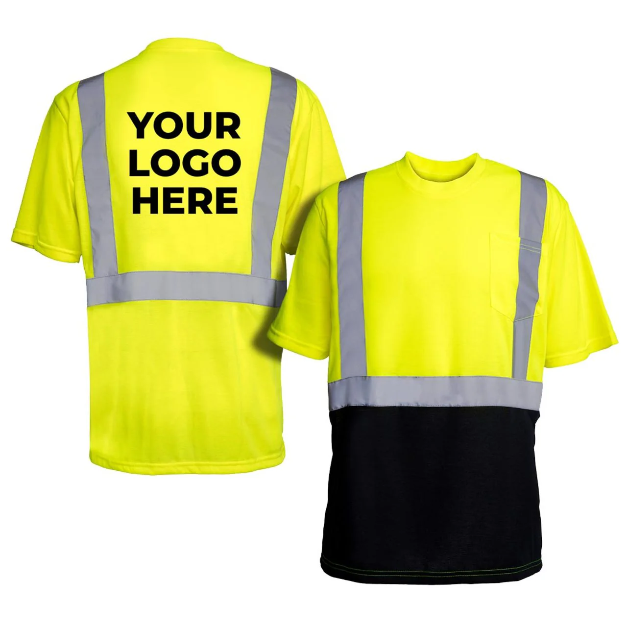 Custom Rugged Blue Type R Class 2 Hi-Vis Black Bottom Short Sleeve T-Shirt - Image 2
