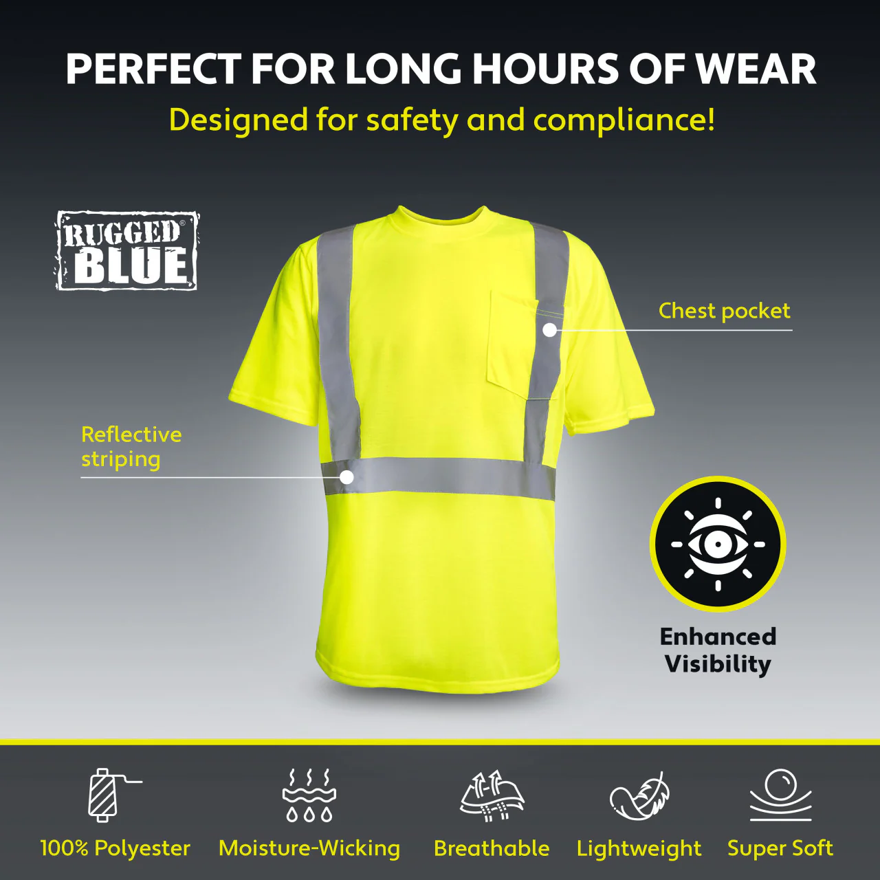 Custom Rugged Blue Type R Class 2 Hi-Vis Short Sleeve T-Shirt - Image 10