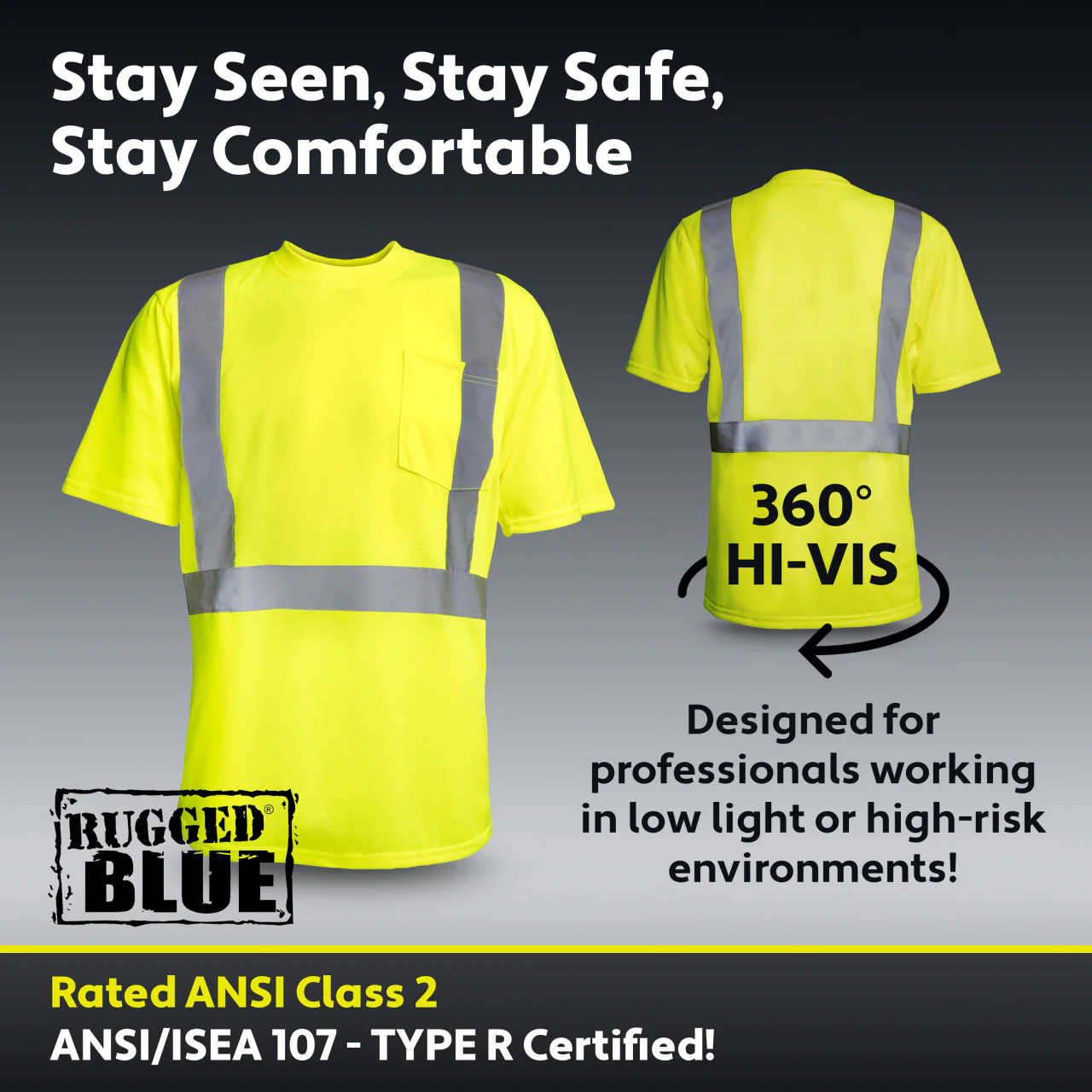 Custom Rugged Blue Type R Class 2 Hi-Vis Short Sleeve T-Shirt - Image 12