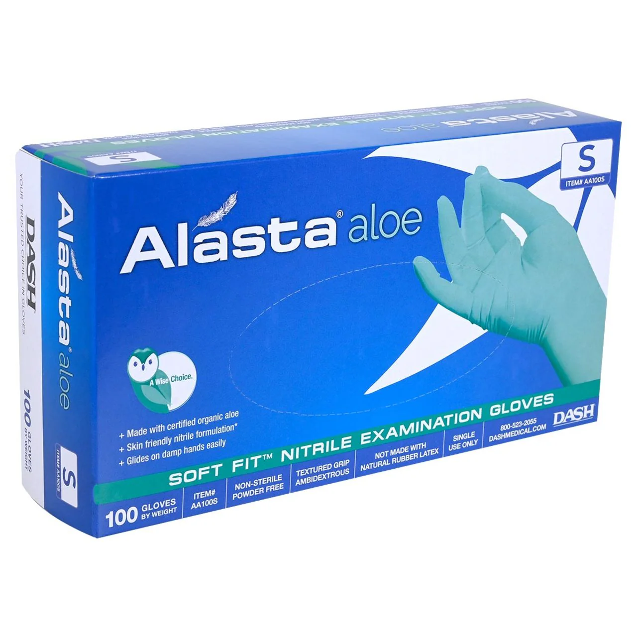 DASH Alasta Aloe Nitrile Exam Grade Disposable Gloves, Chemo Tested, Green, 3.9 mil, Box of 100 - Image 12