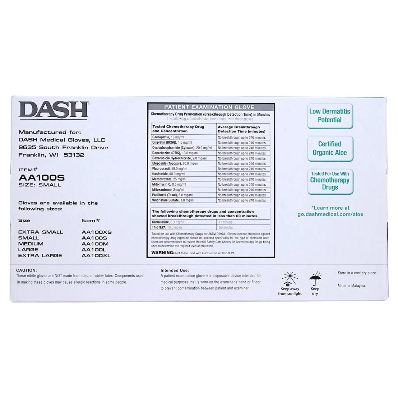 DASH Alasta Aloe Nitrile Exam Grade Disposable Gloves, Chemo Tested, Green, 3.9 mil, Box of 100 - Image 14