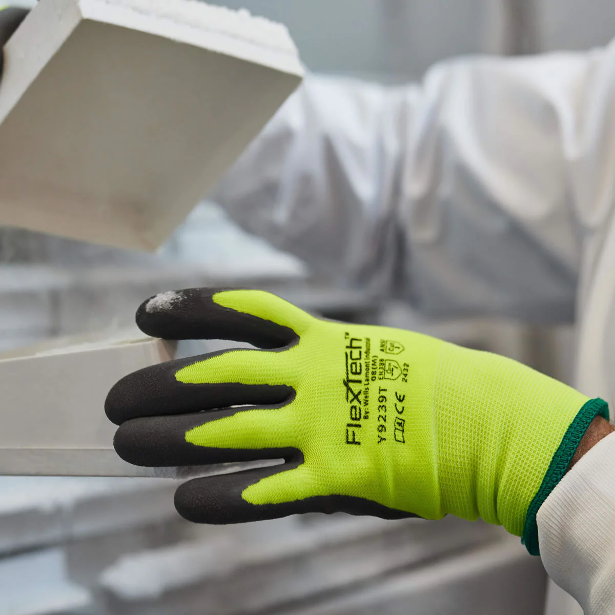 Wells Lamont Y9239T FlexTech Thermal A3 Cut Sandy Latex Coated Gloves, High-Vis Green - Image 3