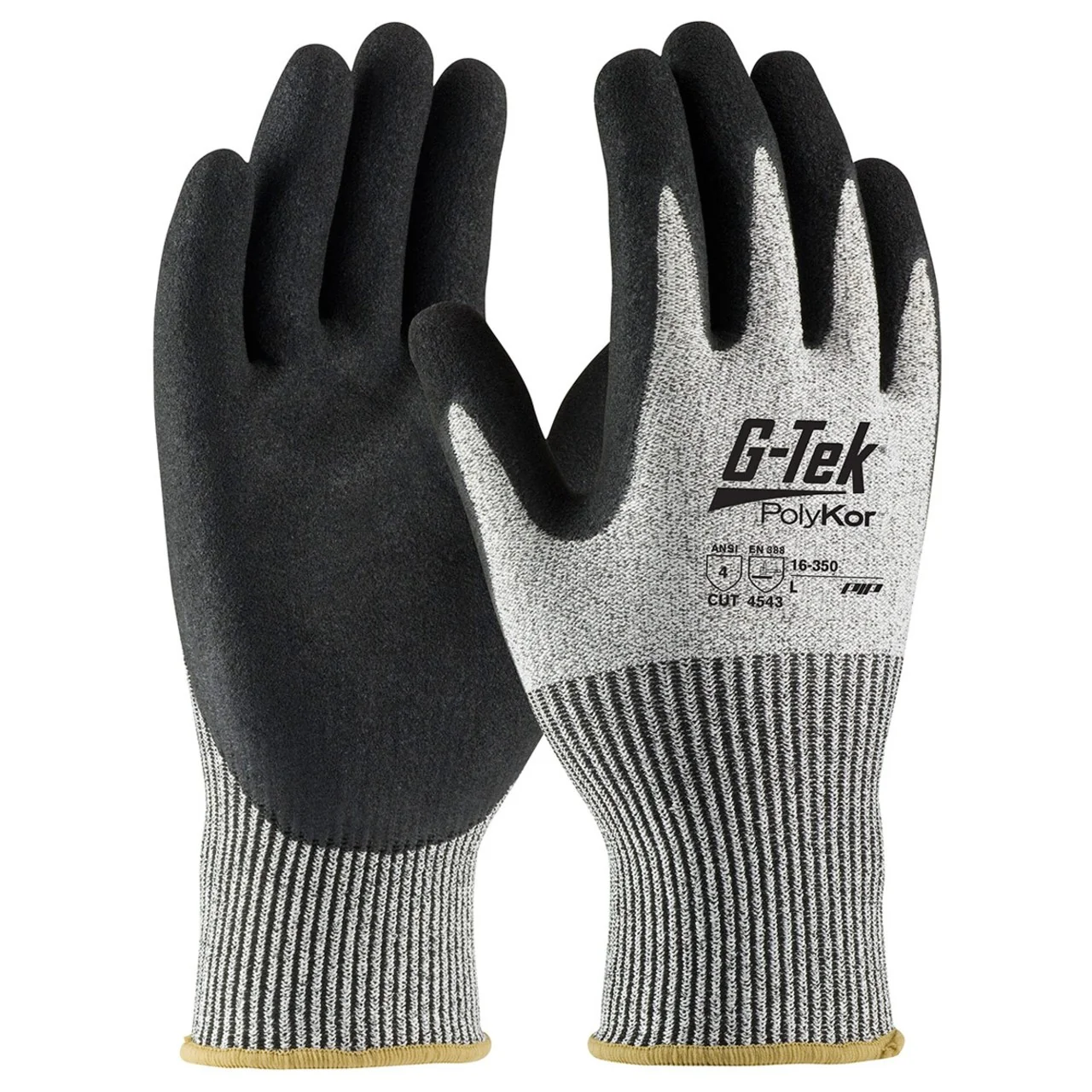G-Tek PolyKor Gray A4 Cut Double-Dipped Nitrile Coated Gloves - 16-350 - Image 2