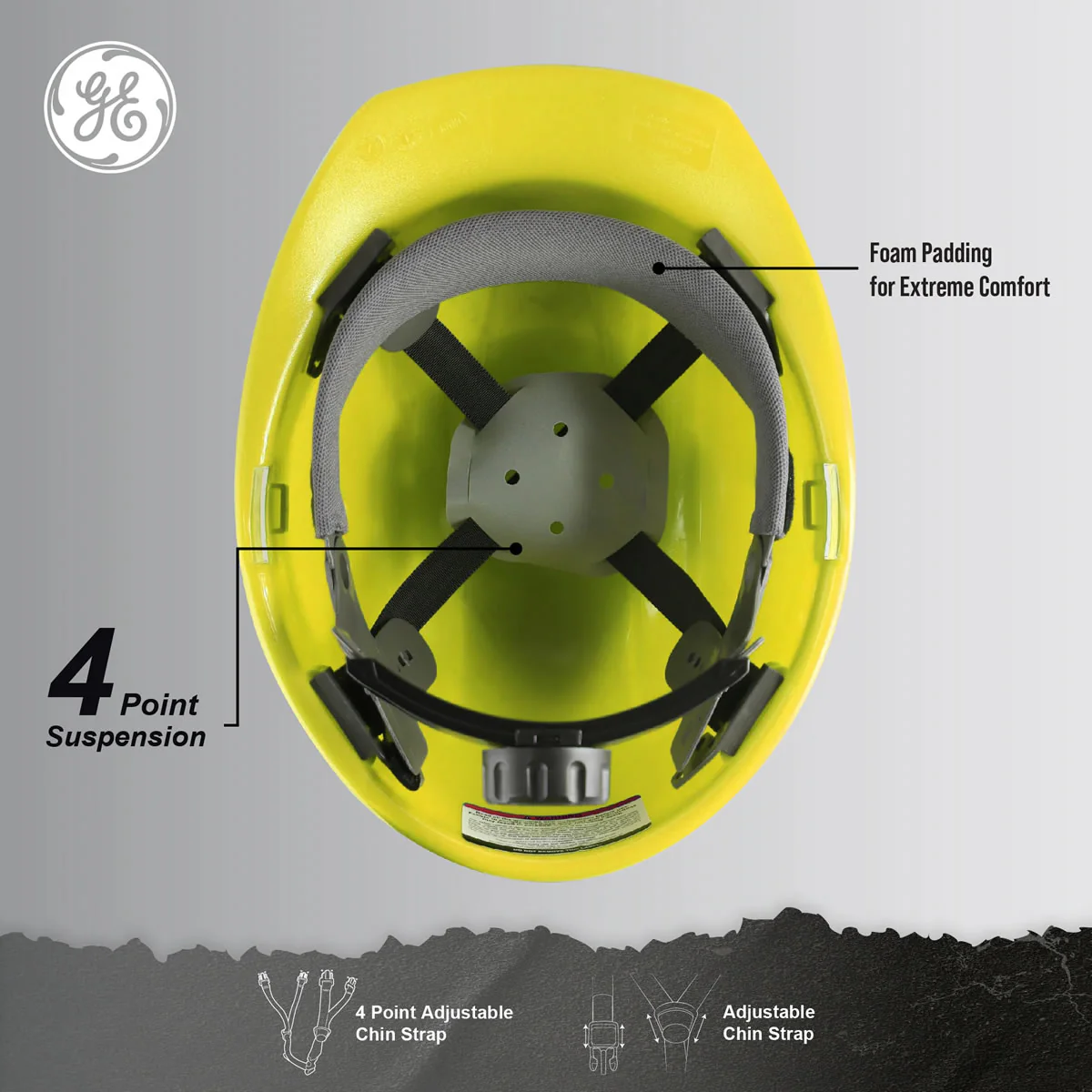 General Electric Non-Vented Cap Style Hard Hat 4-Point Ratchet Suspension - GH327 - Image 3