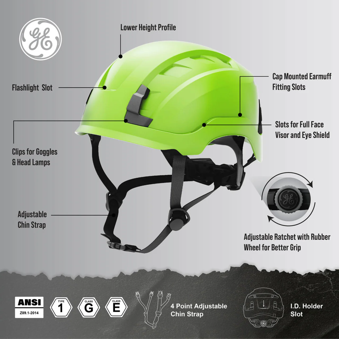 General Electric Type 1 Non-Vented Safety Helmet - GH401 - Image 4