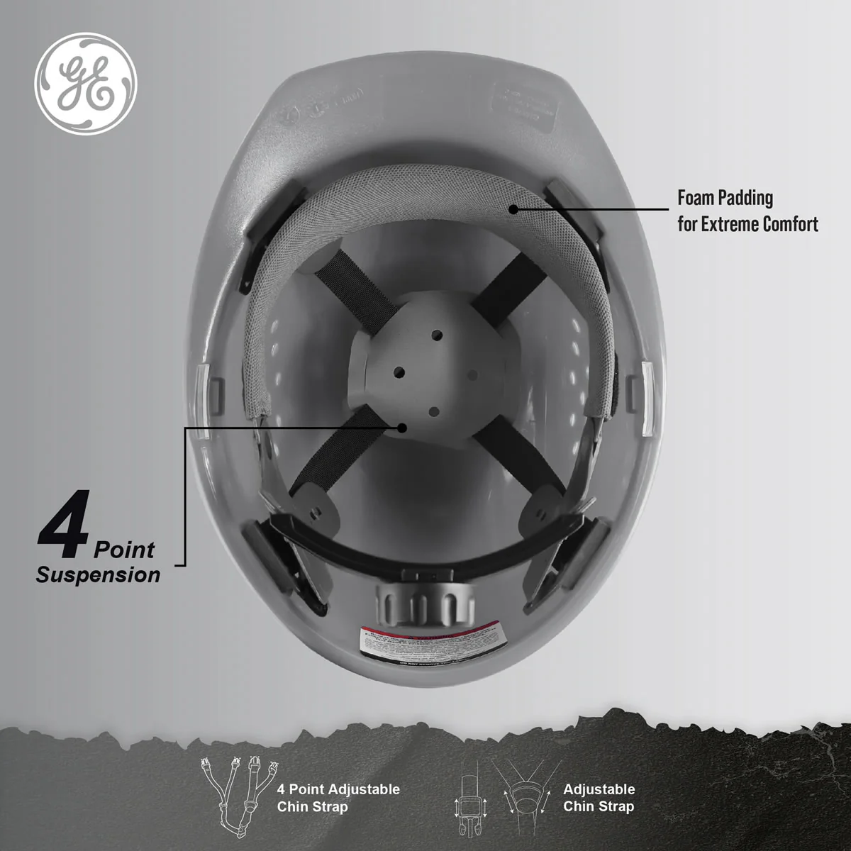 General Electric Vented Cap Style Hard Hat 4-Point Ratchet Suspension - GH326 - Image 3