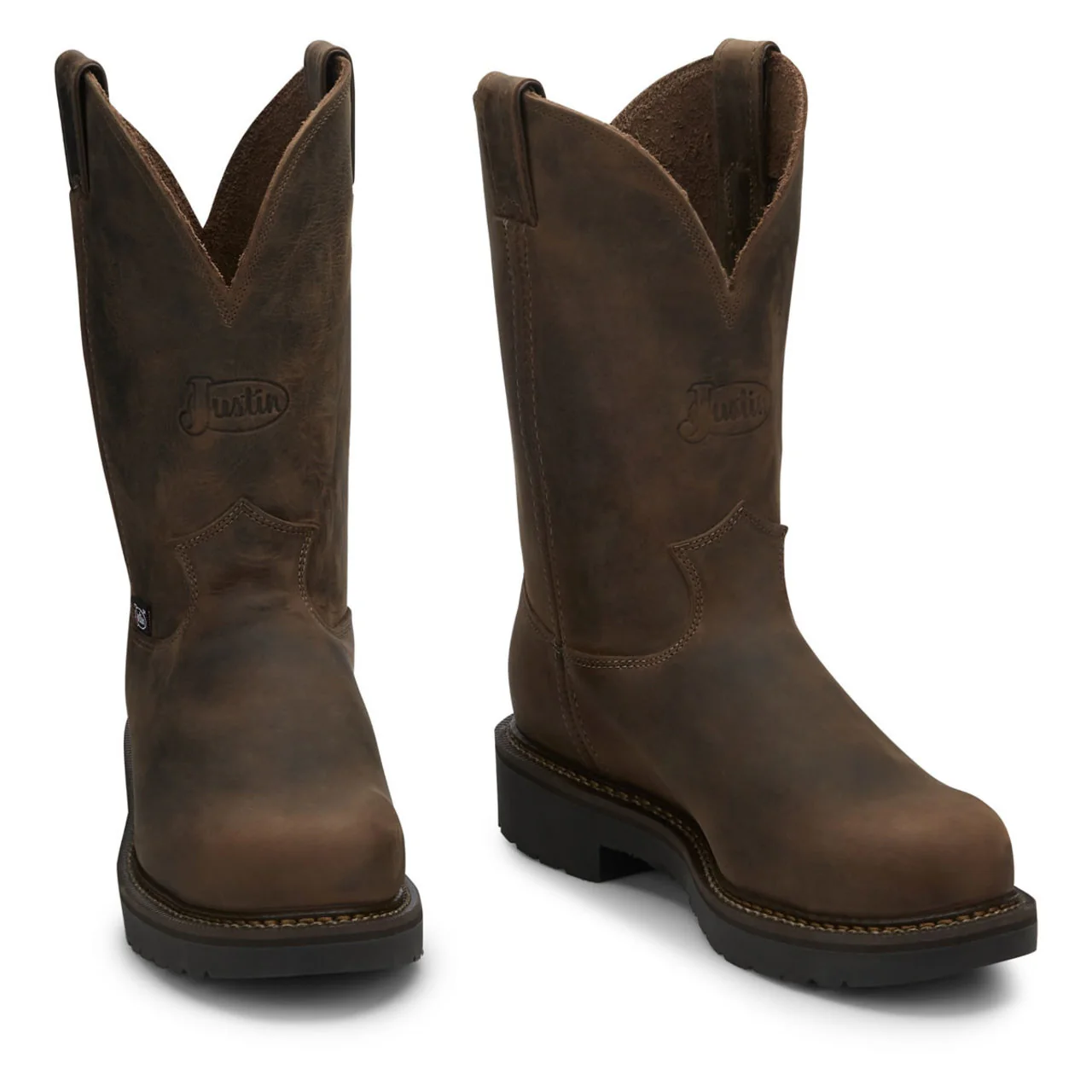 Justin Men's Balusters 11" EH Steel Toe Boots, 4445, Brown - Image 2