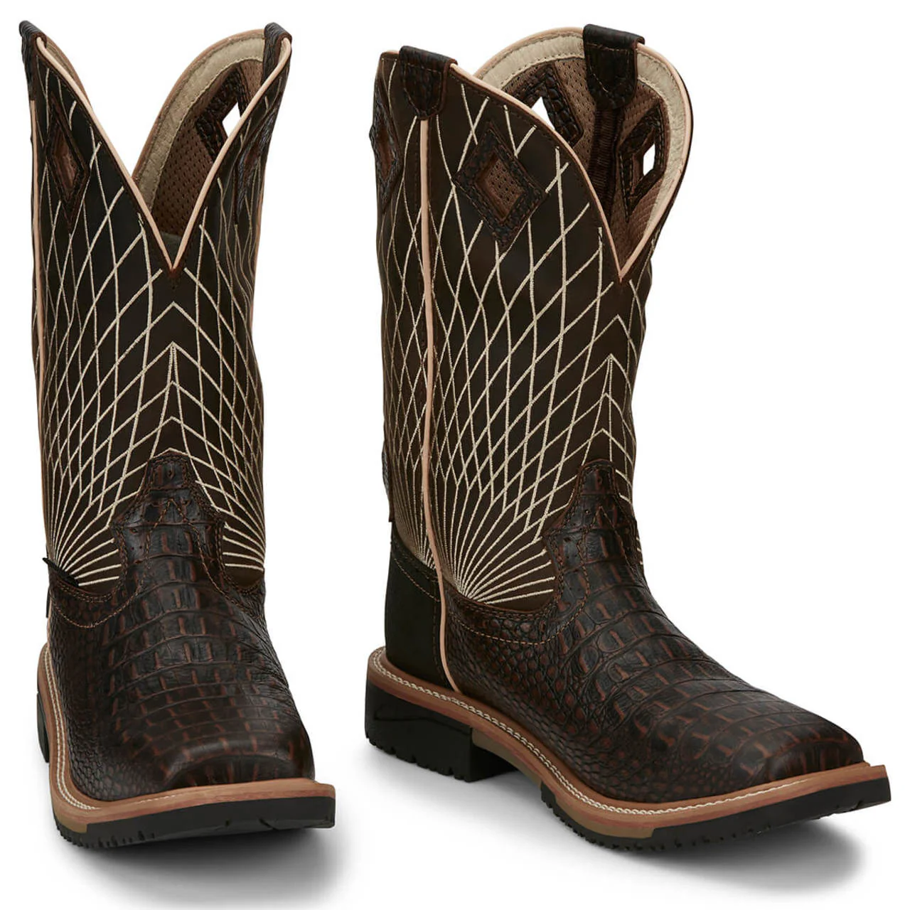 Justin Men's Derrickman 12" EH Composite Toe Boots, SE4833, Brown - Image 2