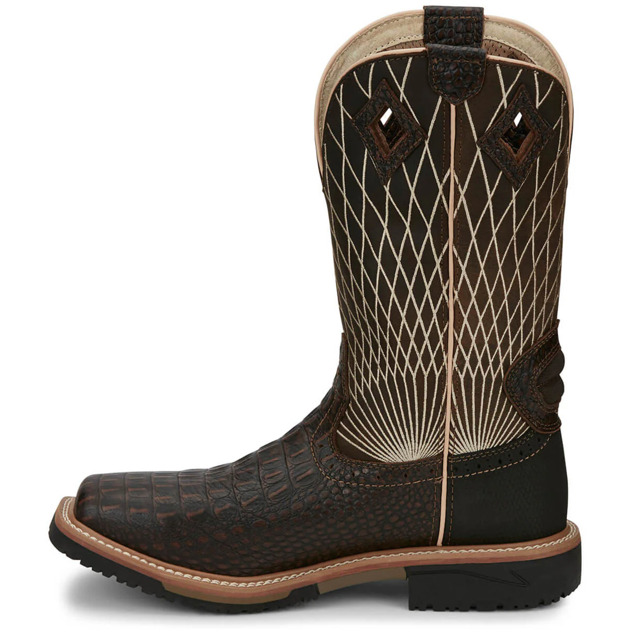 Justin Men's Derrickman 12" EH Composite Toe Boots, SE4833, Brown - Image 4