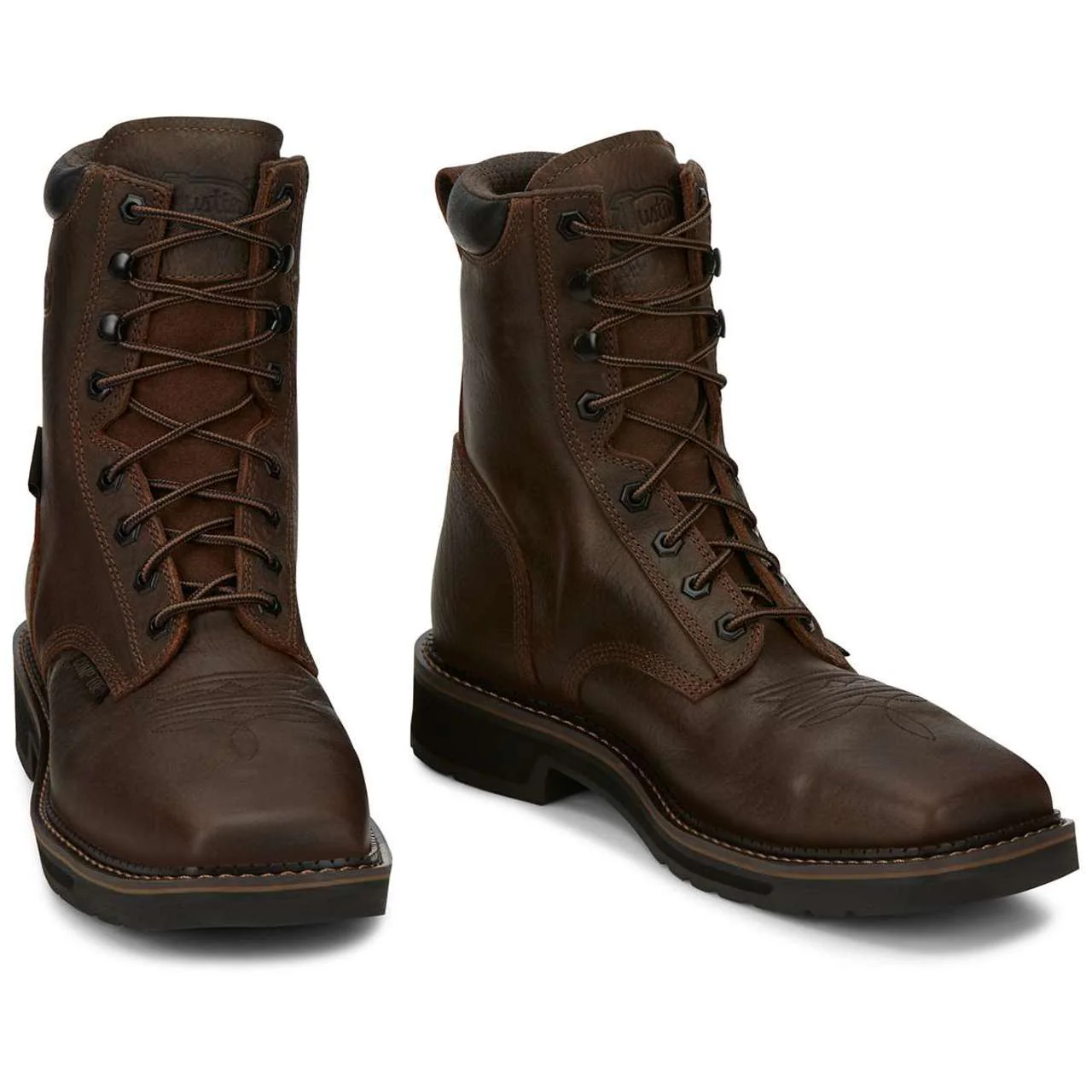 Justin Men's Driller 8" Waterproof EH Composite Toe Boots, SE462, Brown - Image 2