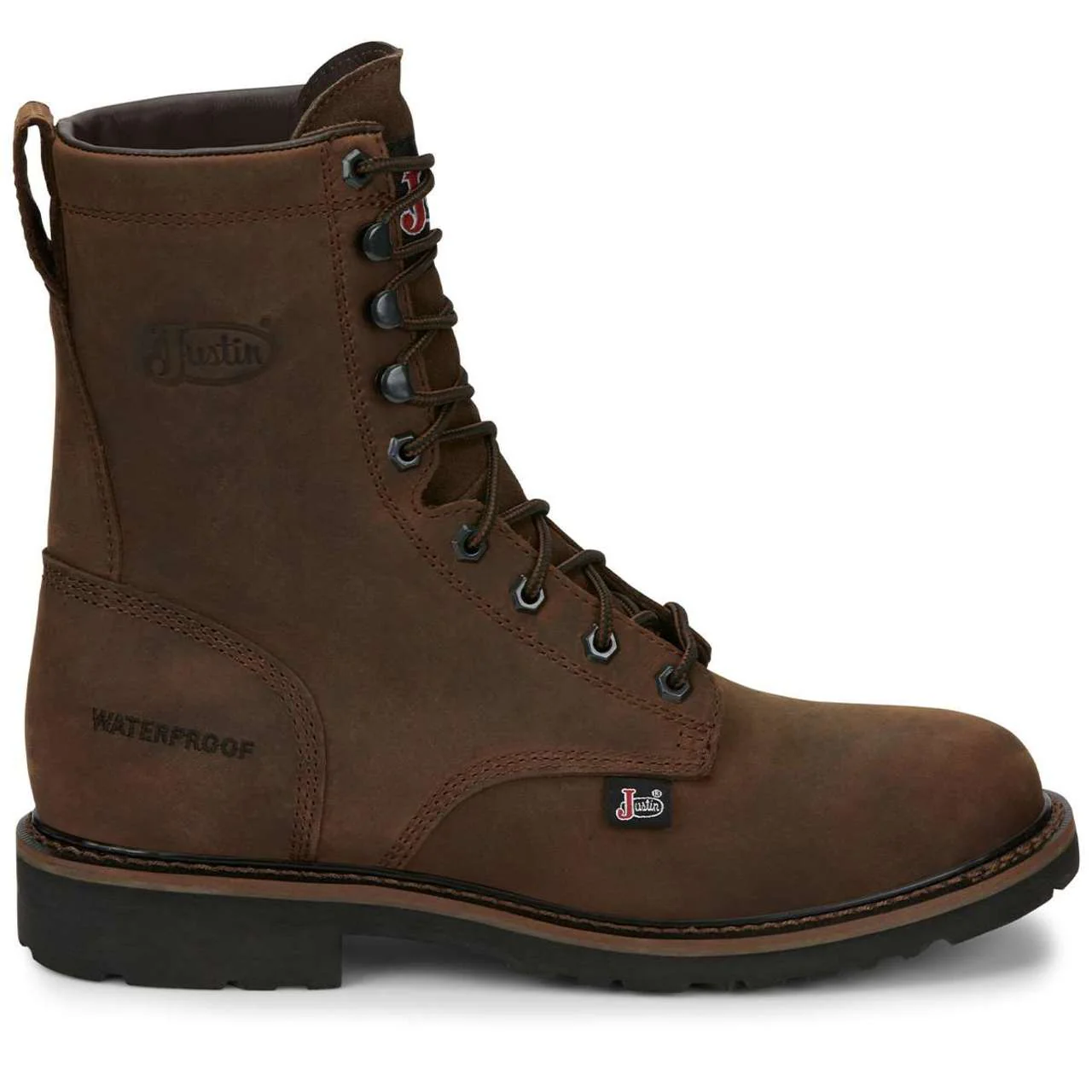 Justin Men's Drywall 8" Waterproof EH Soft Toe Boots, SE960, Brown