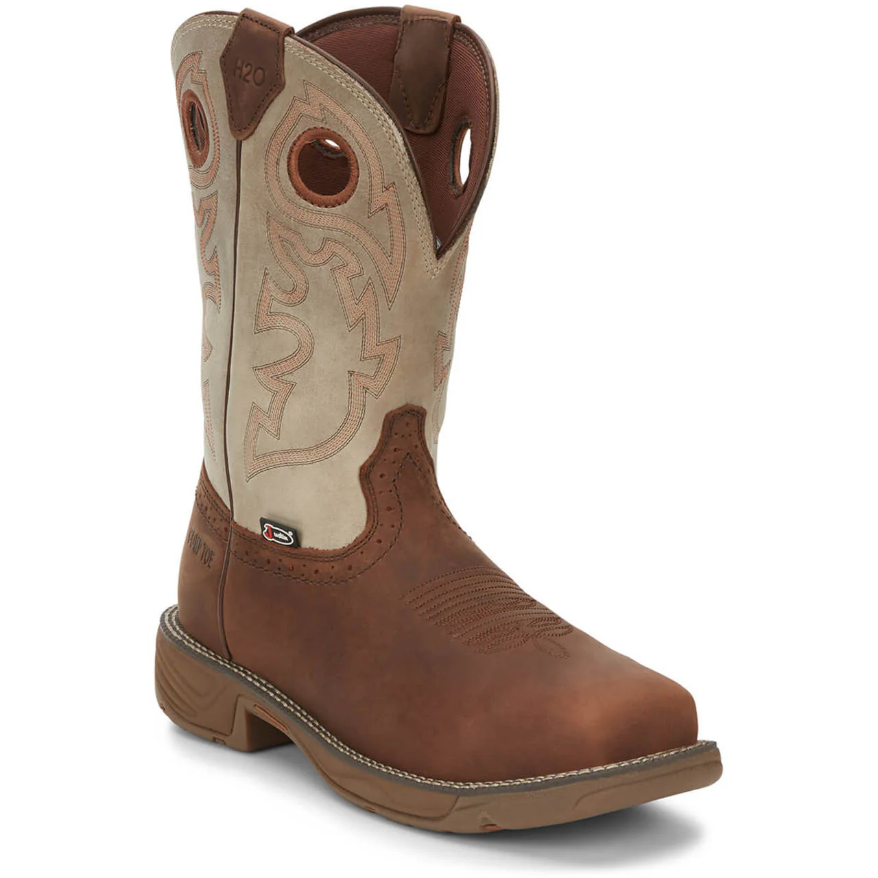 Justin Men's Rush 11" Waterproof EH Composite Toe Boots, WK4338, Tan - Image 4