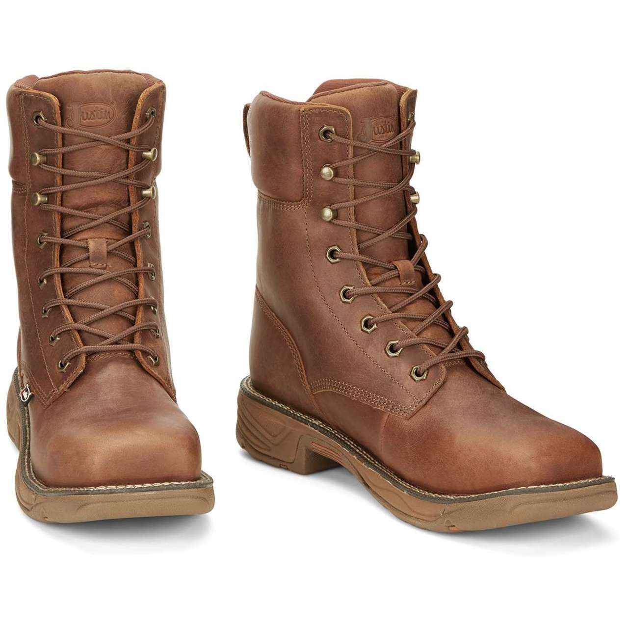 Justin Men's Rush 8" Waterproof EH Nano Composite Toe Boots, SE468, Brown - Image 2