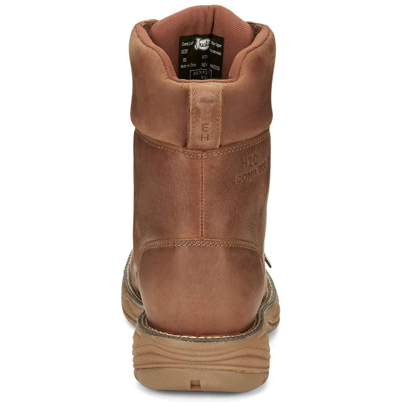 Justin Men's Rush 8" Waterproof EH Nano Composite Toe Boots, SE468, Brown - Image 5